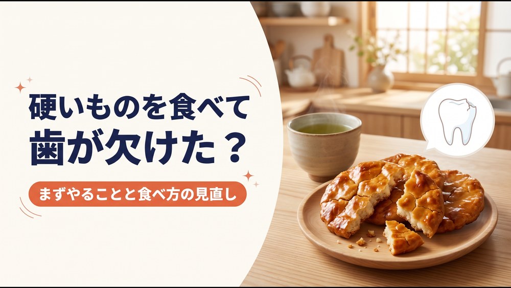 硬いものを食べて歯が欠けた？まずやることと食べ方の見直し